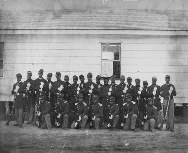 Photograph of a band of colored troops 