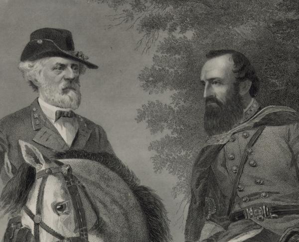 Illustration of two generals in conversation