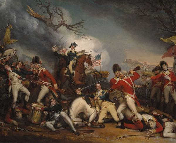 Painting depicting the American victory and death of General Mercer at the Battle of Princeton