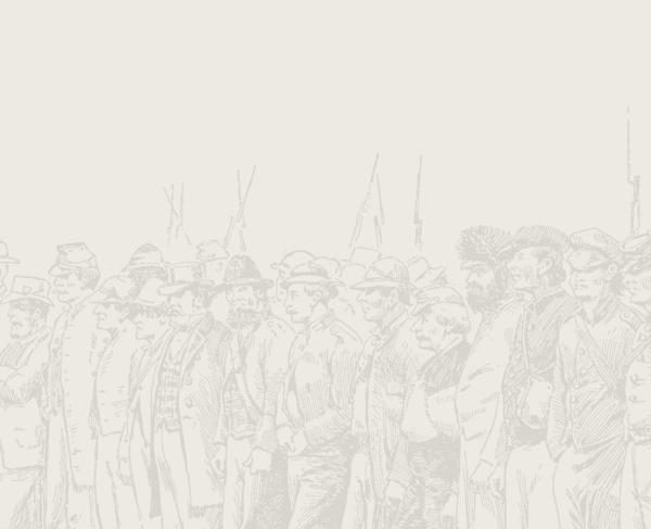 This is a sketch of Union soldiers lined up and ready for battle. 