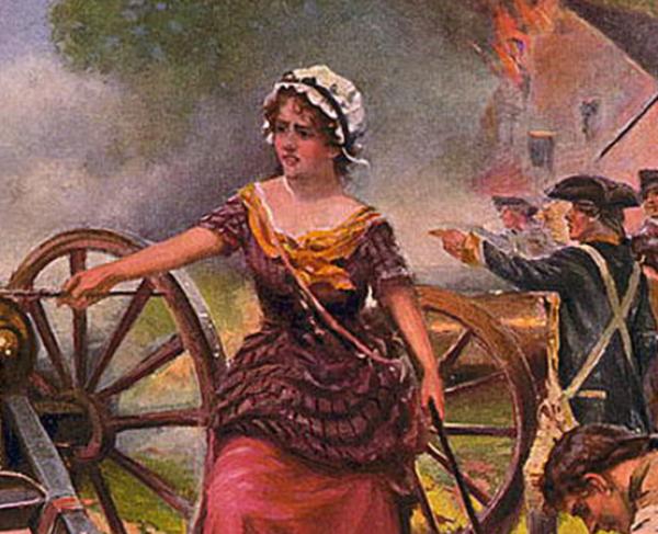 Painting of Molly Pitcher in the American Revolution